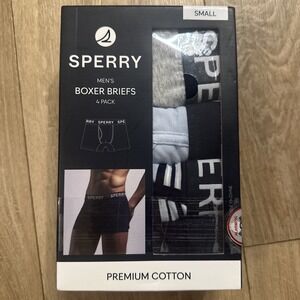 Sperry Men's Boxer Briefs Premium Cotton‎ 4 Pack Blue/Gray Small 27-29 NIB